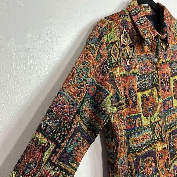 Chico's Beaded Tapestry Anniversary
Collection Cotton Blend Jacket Size M - Picture 3 of 11